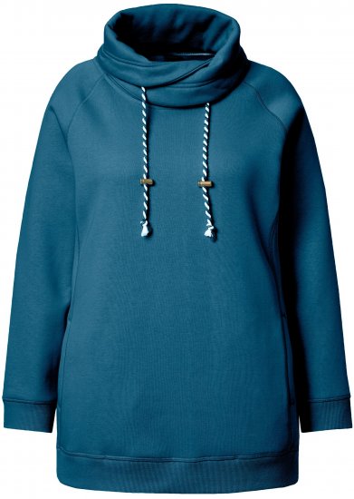 Ulla Popken Drawstring Collar Long Sleeve Sweatshirt Cerulean - Sviitrid ja dressipluusid - 