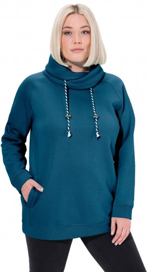 Ulla Popken Drawstring Collar Long Sleeve Sweatshirt Cerulean - Sviitrid ja dressipluusid - 