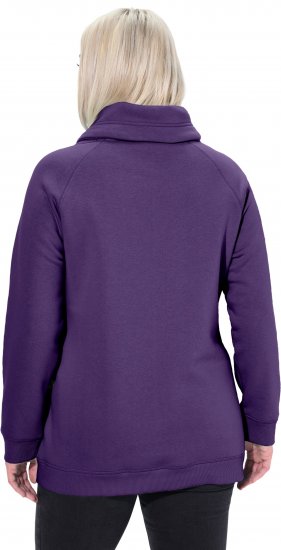 Ulla Popken Drawstring Collar Long Sleeve Sweatshirt Deep Violet - Ulla Popken - 