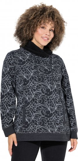 Ulla Popken Teddy Collar Printed Sweatshirt Black - Sviitrid ja dressipluusid - 
