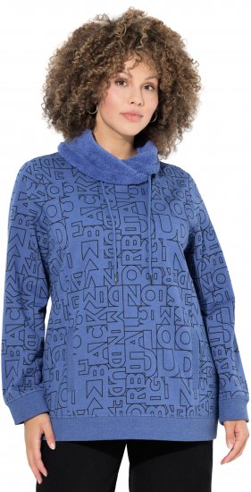 Ulla Popken Teddy Collar Printed Sweatshirt Atlantic Blue - Sviitrid ja dressipluusid - 