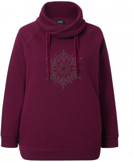 Ulla Popken Rhinestone Snowflake Turtleneck Sweatshirt Dark Ruby - Sviitrid ja dressipluusid - 