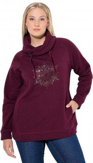 Ulla Popken Rhinestone Snowflake Turtleneck Sweatshirt Dark Ruby - Sviitrid ja dressipluusid - 