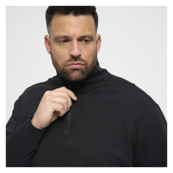 North Latitude Denim Half-Zip Sweatshirt Black - Sviitrid ja dressipluusid - Meeste suured kapuutsiga jakid suurustes 2XL – 14XL