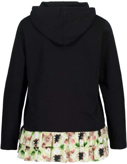 Ulla Popken Ruffle Hem A-line Fit Hooded Sweatshirt Black - Sviitrid ja dressipluusid - 