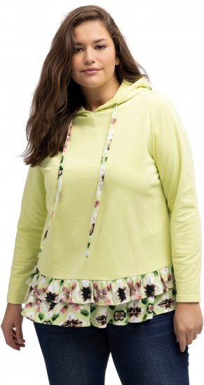 Ulla Popken Ruffle Hem A-line Fit Hooded Sweatshirt Lime Green - Sviitrid ja dressipluusid - 