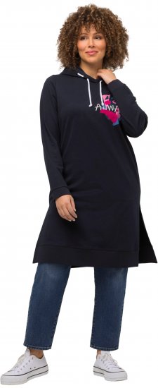 Ulla Popken Extra Long Abstract Graphic Hoodie Navy - Sviitrid ja dressipluusid - 