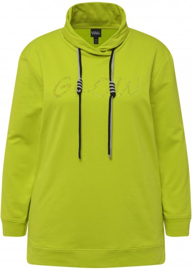 Ulla Popken GLOW Lettered Collared Sweatshirt Apple Green - Sviitrid ja dressipluusid - 