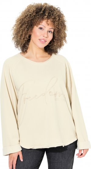 Ulla Popken Embroidered Freedom Rolled Edge Sweatshirt Sand - Sviitrid ja dressipluusid - 