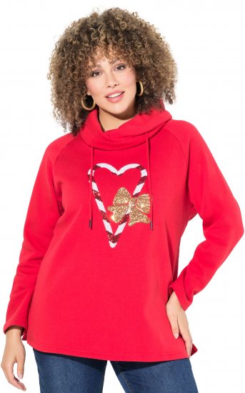 Ulla Popken Sparkling Candy Cane Graphic Sweatshirt Salsa - Sviitrid ja dressipluusid - 