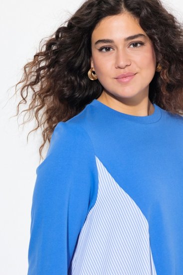 Ulla Popken Pinstripe Gore Long Sleeve Sweatshirt Peacock Blue - Sviitrid ja dressipluusid - Mugavad dressipluusid ja kudumid