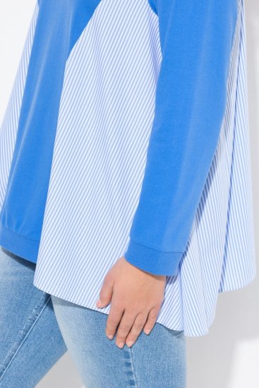 Ulla Popken Pinstripe Gore Long Sleeve Sweatshirt Peacock Blue - Sviitrid ja dressipluusid - Mugavad dressipluusid ja kudumid