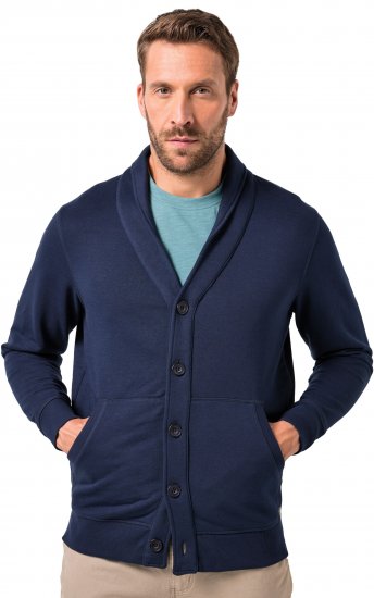 JP1880 Sweat Jacket Shawl Collar Navy - Sviitrid ja dressipluusid - Meeste suured kapuutsiga jakid suurustes 2XL – 14XL