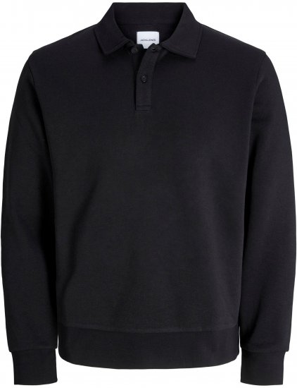 Jack & Jones Bradley Sweatshirt Polo Black - Sviitrid ja dressipluusid - Meeste suured kapuutsiga jakid suurustes 2XL – 14XL