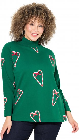 Ulla Popken Candy Cane Graphic Sweatshirt Meadow Green - Sviitrid ja dressipluusid - 