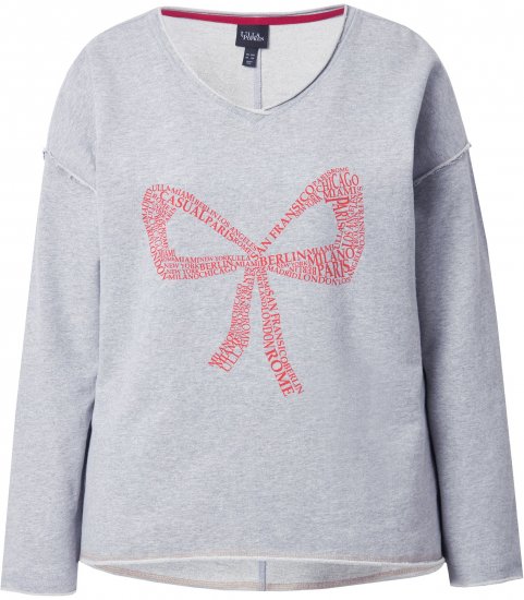 Ulla Popken Bow City Lettering Sweatshirt Light Grey Melange - Sviitrid ja dressipluusid - 
