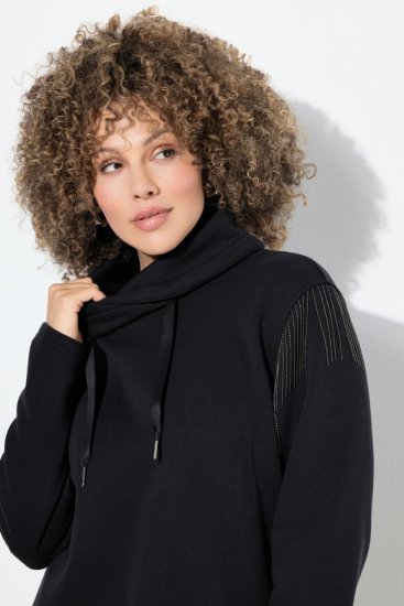 Ulla Popken Chain Fringe Smooth Fleece Sweatshirt Black - Sviitrid ja dressipluusid - Mugavad dressipluusid ja kudumid