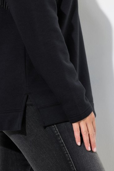 Ulla Popken Chain Fringe Smooth Fleece Sweatshirt Black - Sviitrid ja dressipluusid - Mugavad dressipluusid ja kudumid