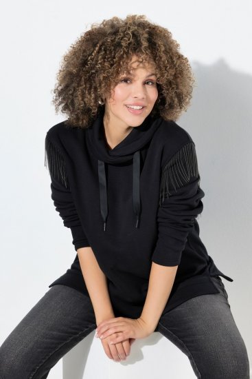 Ulla Popken Chain Fringe Smooth Fleece Sweatshirt Black - Sviitrid ja dressipluusid - Mugavad dressipluusid ja kudumid