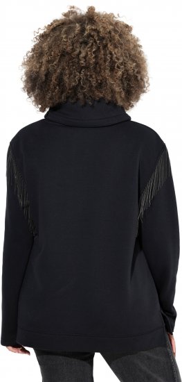 Ulla Popken Chain Fringe Smooth Fleece Sweatshirt Black - Sviitrid ja dressipluusid - 