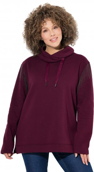 Ulla Popken Chain Fringe Smooth Fleece Sweatshirt Dark Wine Red - Sviitrid ja dressipluusid - 