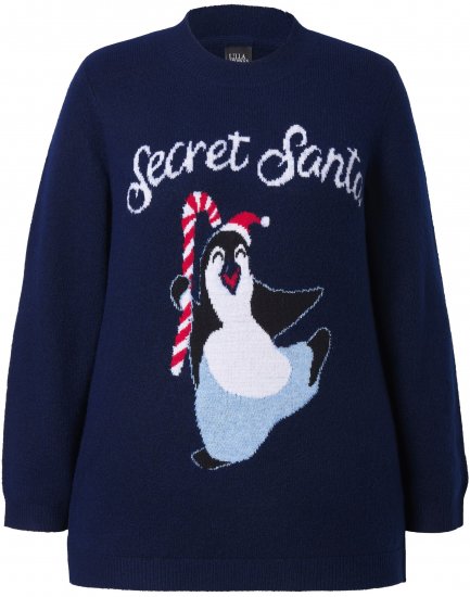 Ulla Popken Christmas Motif Classic Fit Sweater Navy - Sviitrid ja dressipluusid - 