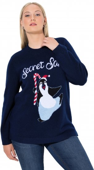 Ulla Popken Christmas Motif Classic Fit Sweater Navy - Sviitrid ja dressipluusid - 