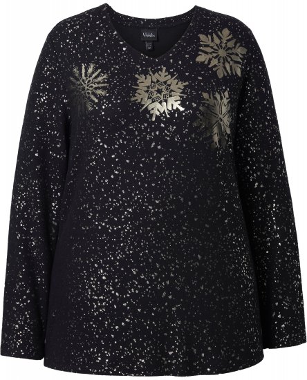 Ulla Popken Metallic Print Extra Soft Christmas Sweatshirt Black - Sviitrid ja dressipluusid - 