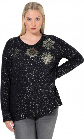 Ulla Popken Metallic Print Extra Soft Christmas Sweatshirt Black - Sviitrid ja dressipluusid - 