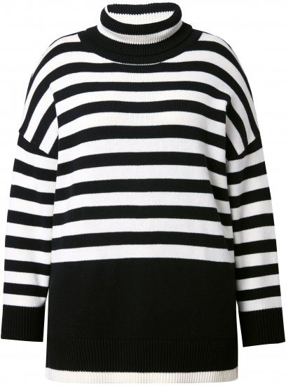 Ulla Popken Striped Stand-Up Collar Sweater Black - Sviitrid ja dressipluusid - 