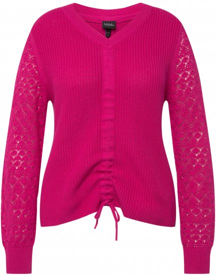 Ulla Popken Shaker Stitch Cropped Gathered Sweater Fuchsia Pink - Sviitrid ja dressipluusid - 