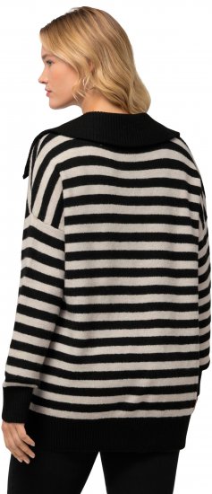 Ulla Popken Striped Troyer Collar Sweater Black - Sviitrid ja dressipluusid - 