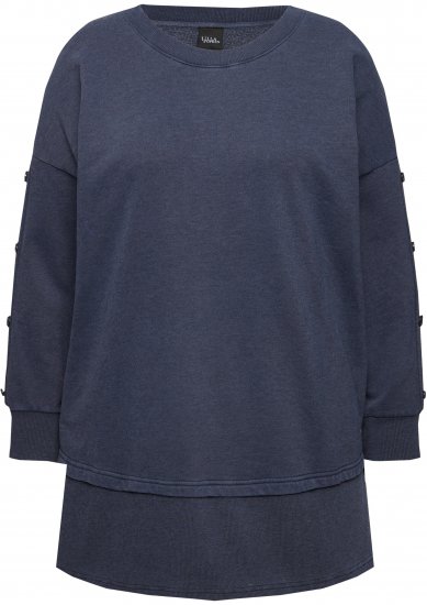 Ulla Popken Layered Look Button Sleeve Sweatshirt Navy - Sviitrid ja dressipluusid - 
