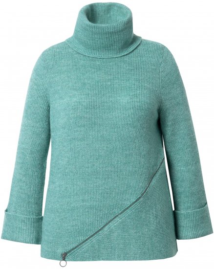 Ulla Popken Asymmetric Zipper Turtleneck Sweater Green - Sviitrid ja dressipluusid - 
