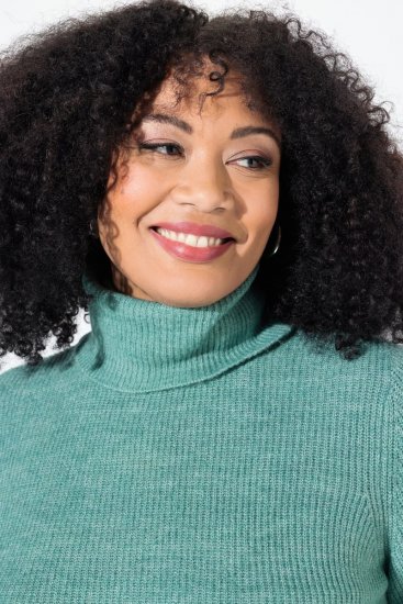 Ulla Popken Asymmetric Zipper Turtleneck Sweater Green - Sviitrid ja dressipluusid - Mugavad dressipluusid ja kudumid