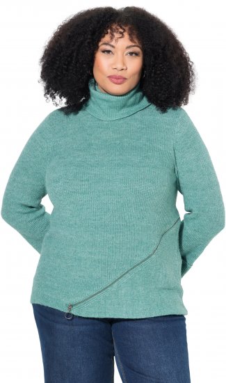 Ulla Popken Asymmetric Zipper Turtleneck Sweater Green - Sviitrid ja dressipluusid - 