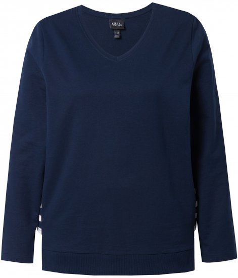 Ulla Popken Stripe Panel Long Sleeve V-Neck Sweatshirt Navy - Sviitrid ja dressipluusid - 