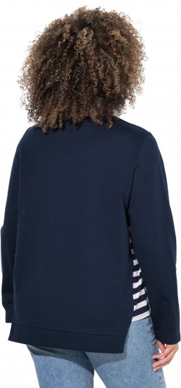 Ulla Popken Stripe Panel Long Sleeve V-Neck Sweatshirt Navy - Sviitrid ja dressipluusid - 
