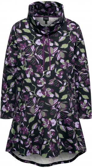 Ulla Popken Floral Stand-Up Collar Flounce Panel Sweatshirt Black - Sviitrid ja dressipluusid - 