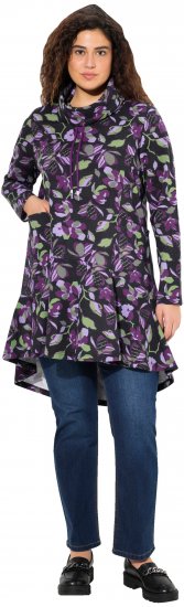 Ulla Popken Floral Stand-Up Collar Flounce Panel Sweatshirt Black - Sviitrid ja dressipluusid - 