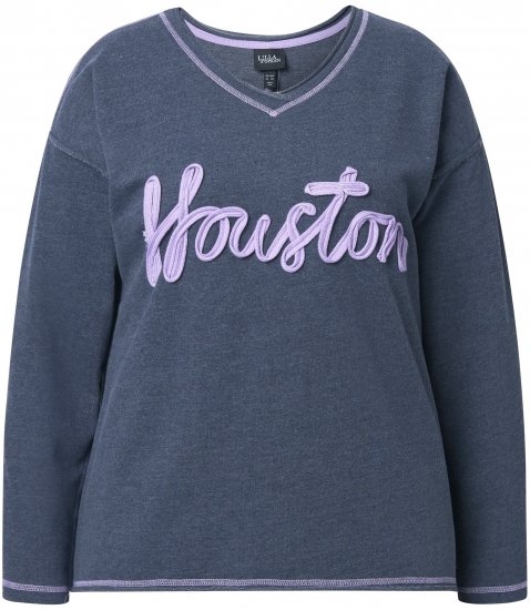 Ulla Popken Houston Textured Lettering Sweatshirt Navy - Sviitrid ja dressipluusid - 