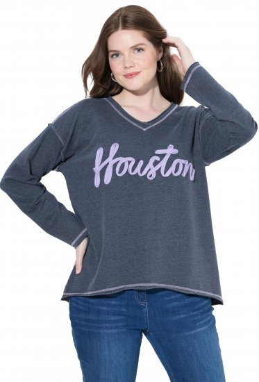Ulla Popken Houston Textured Lettering Sweatshirt Navy - Sviitrid ja dressipluusid - 