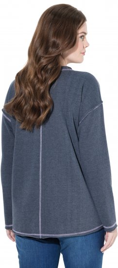 Ulla Popken Houston Textured Lettering Sweatshirt Navy - Sviitrid ja dressipluusid - 