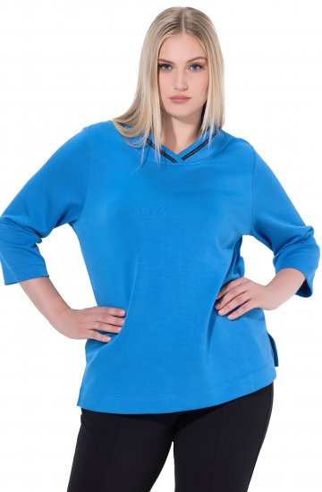 Ulla Popken Classic Fit with Side Slits 3/4 Sleeve Sweatshirt Royal Blue - Sviitrid ja dressipluusid - 