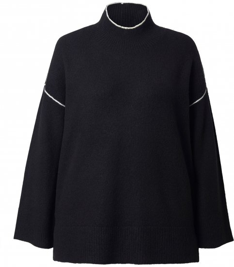 Ulla Popken Decorative Seam Contrast Color Sweater Black - Sviitrid ja dressipluusid - 