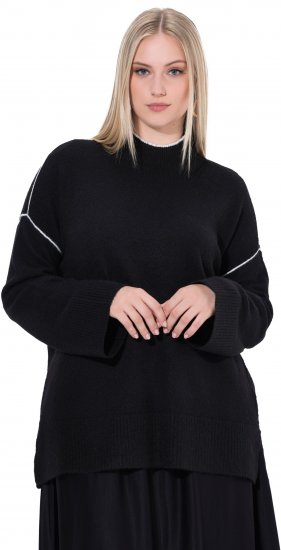 Ulla Popken Decorative Seam Contrast Color Sweater Black - Sviitrid ja dressipluusid - 
