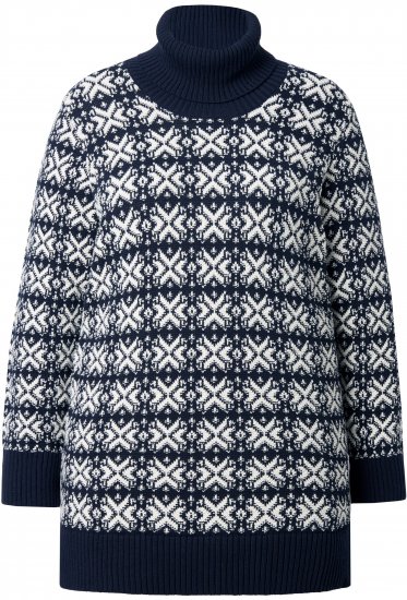 Ulla Popken Eco Cotton Geometric Snowflake Sweater Navy - Sviitrid ja dressipluusid - 