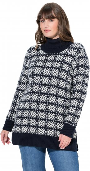 Ulla Popken Eco Cotton Geometric Snowflake Sweater Navy - Sviitrid ja dressipluusid - 