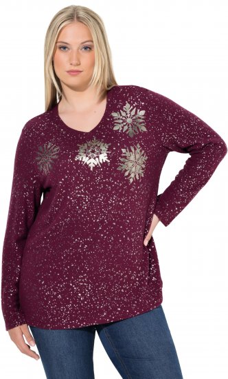 Ulla Popken Metallic Print Extra Soft Christmas Sweatshirt Dark Wine Red - Sviitrid ja dressipluusid - 