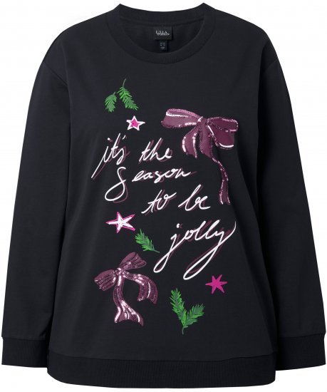 Ulla Popken Sparkling Sequin Bows Christmas Sweatshirt Black - Sviitrid ja dressipluusid - 